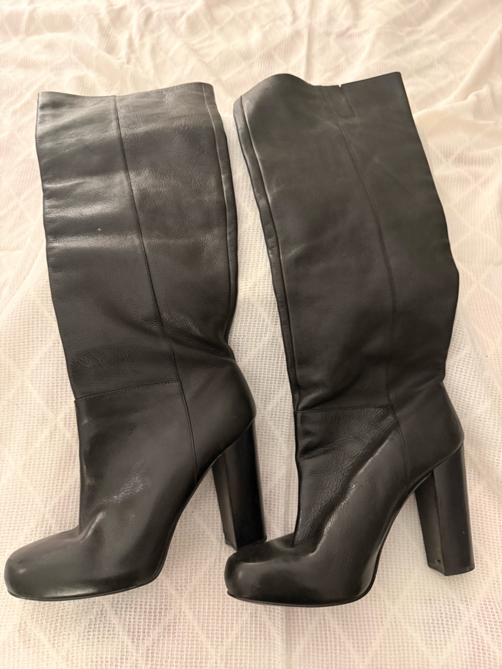 Nine West Black Thigh High Boots Size 10 Block Heel
